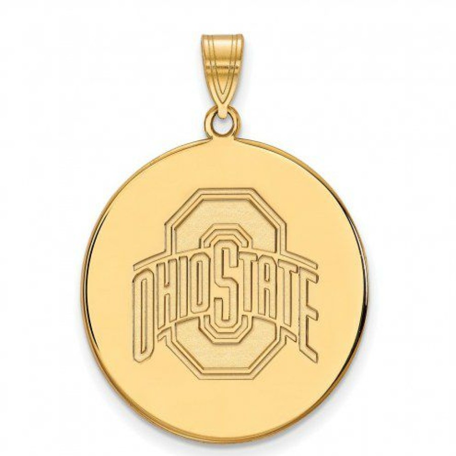 Watches & Jewelry * | Discount Ohio State Buckeyes Sterling Silver Gold Plated Extra Large Disc Pendant