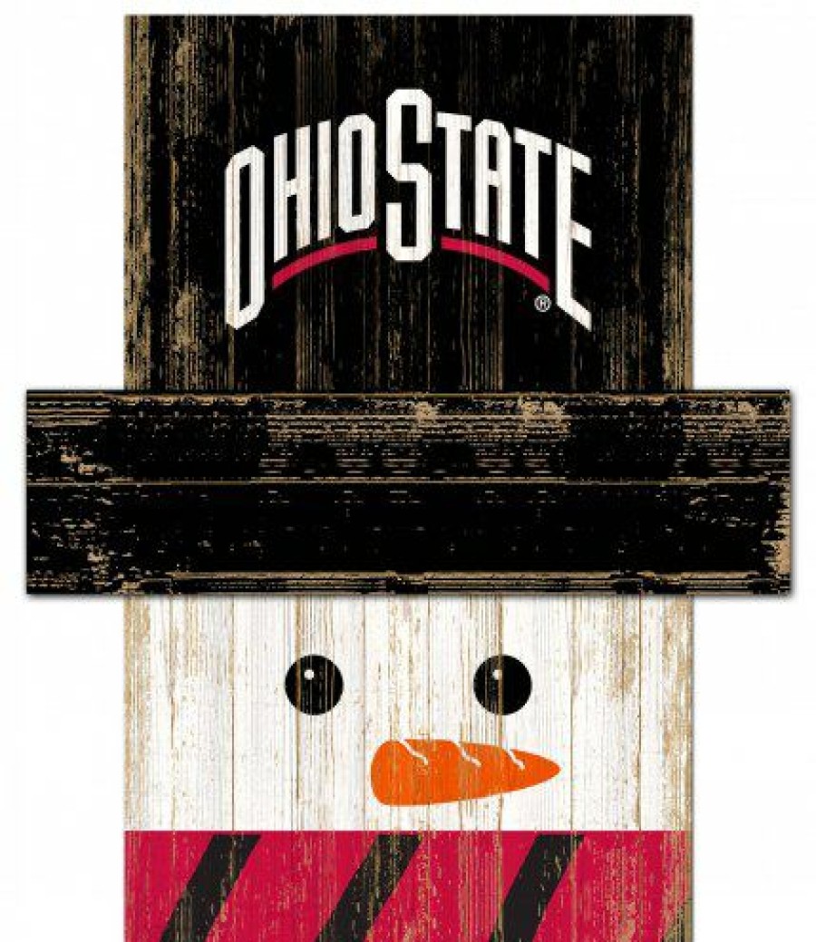 Home & Office Decor * | Discount Ohio State Buckeyes 6 X 5 Snowman Head