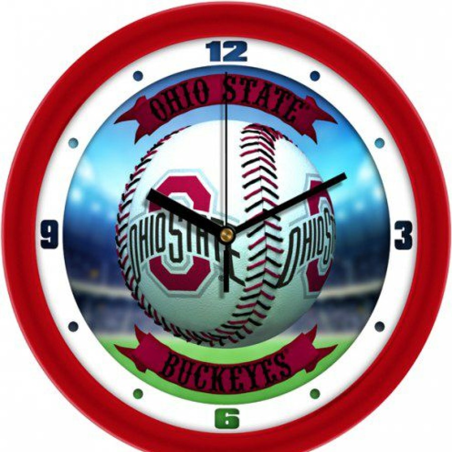 Home & Office Decor * | Discount Ohio State Buckeyes Home Run Wall Clock