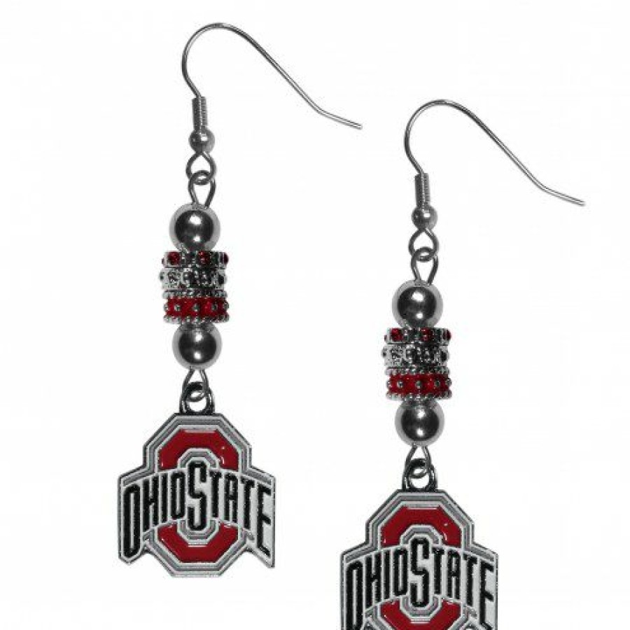 Watches & Jewelry * | Discount Ohio State Buckeyes Euro Bead Earrings