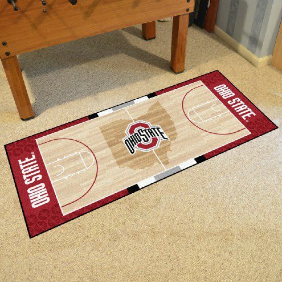 Home & Office Decor * | Discount Ohio State Buckeyes Basketball Court Runner Rug