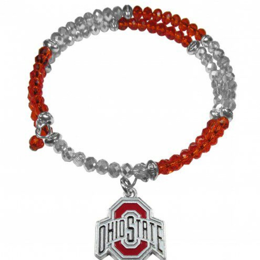 Watches & Jewelry * | Discount Ohio State Buckeyes Crystal Memory Wire Bracelet