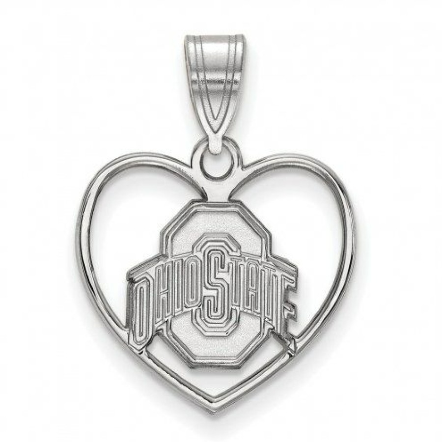 Watches & Jewelry * | Discount Ohio State Buckeyes Sterling Silver Heart Pendant