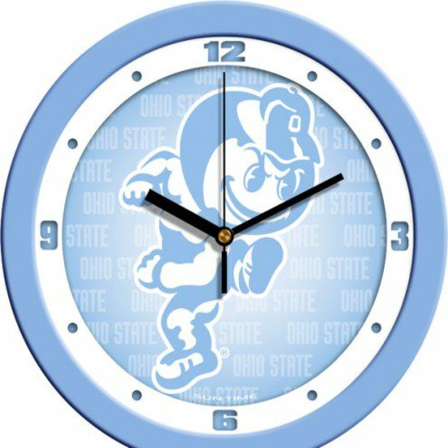 Home & Office Decor * | Discount Ohio State Buckeyes Baby Blue Wall Clock