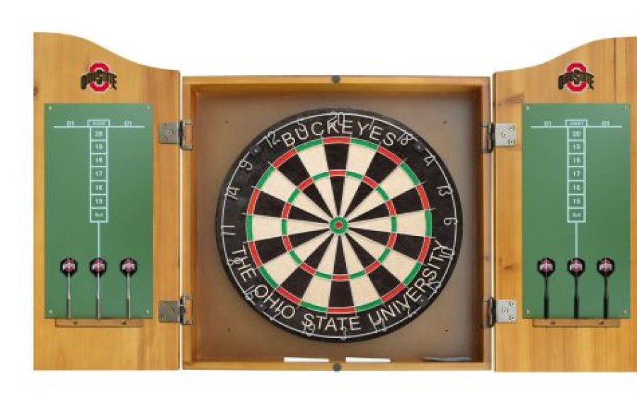 Game Room & Fan Cave * | Discount Ohio State Buckeyes Ncaa Complete Dart Board Cabinet Set