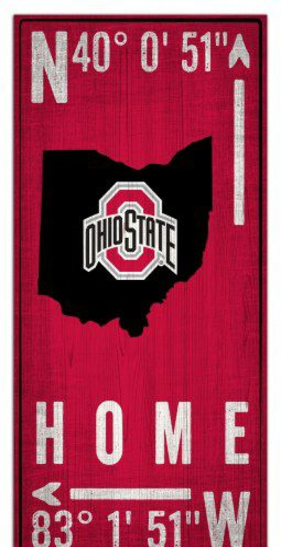 Home & Office Decor * | Discount Ohio State Buckeyes 6 X 12 Coordinates Sign