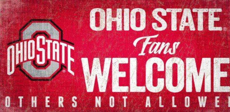 Home & Office Decor * | Discount Ohio State Buckeyes Fans Welcome Wood Sign