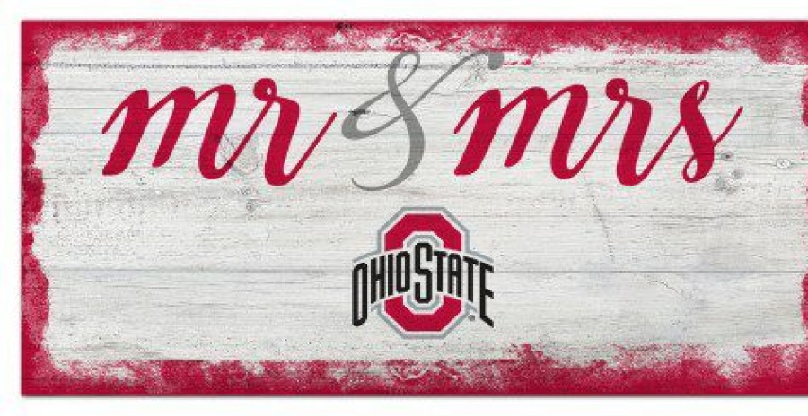 Home & Office Decor * | Discount Ohio State Buckeyes Script Mr. & Mrs. Sign