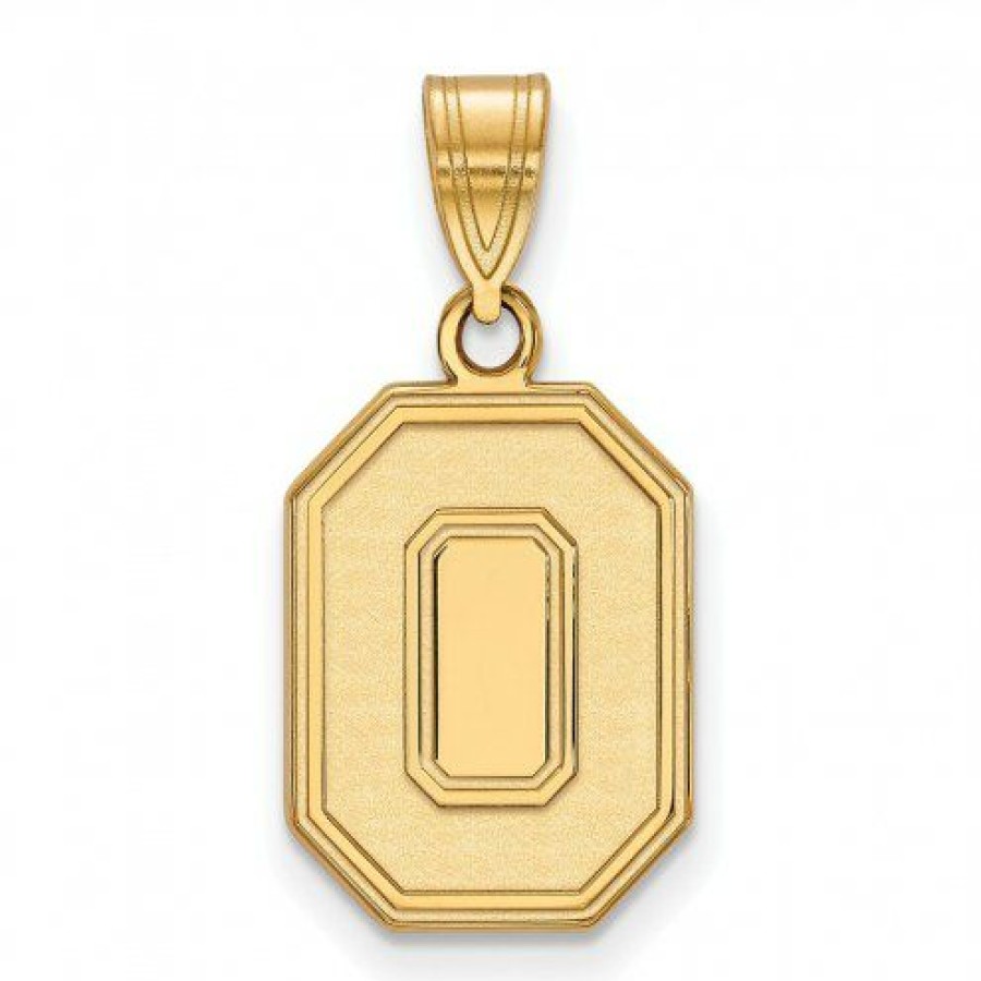 Watches & Jewelry * | Discount Ohio State Buckeyes Sterling Silver Gold Plated Medium Pendant