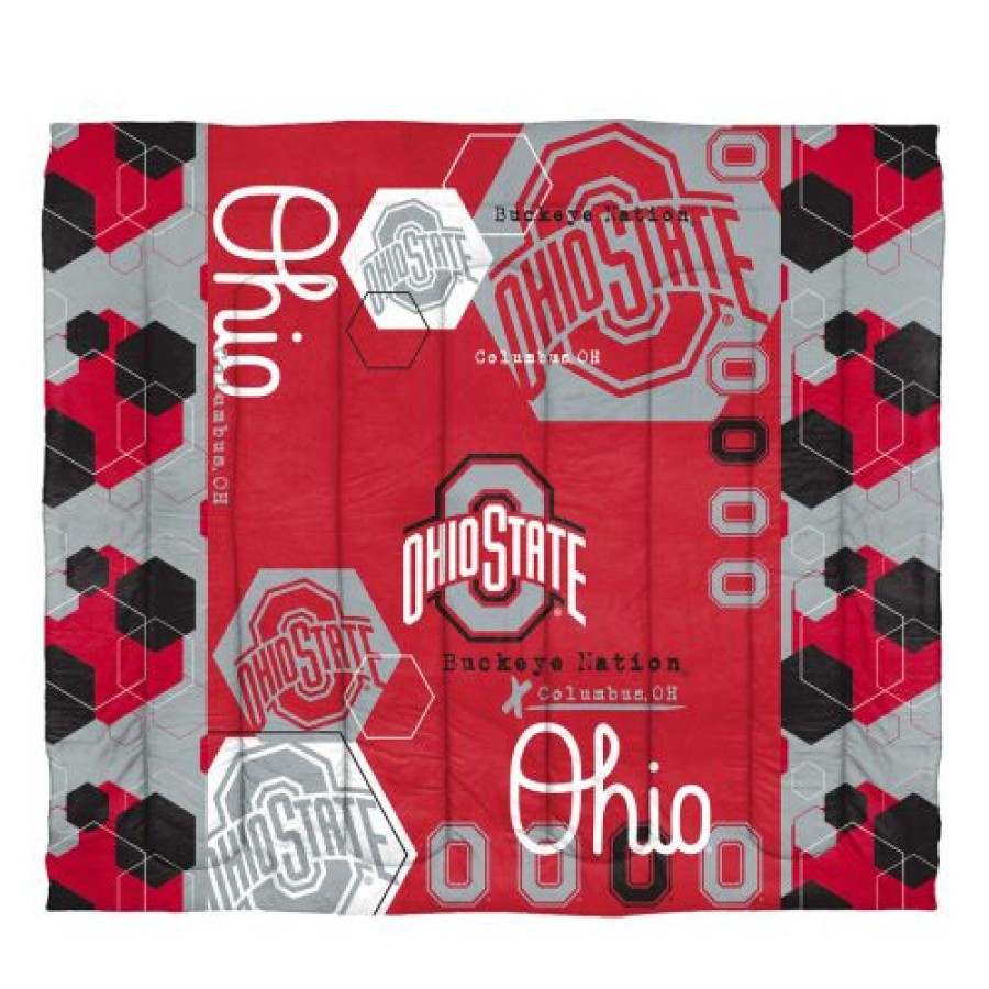 Bed & Bath * | Discount Ohio State Buckeyes Hexagon King Comforter & Shams Set