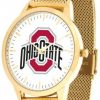 Watches & Jewelry * | Discount Ohio State Buckeyes Gold Mesh Statement Watch