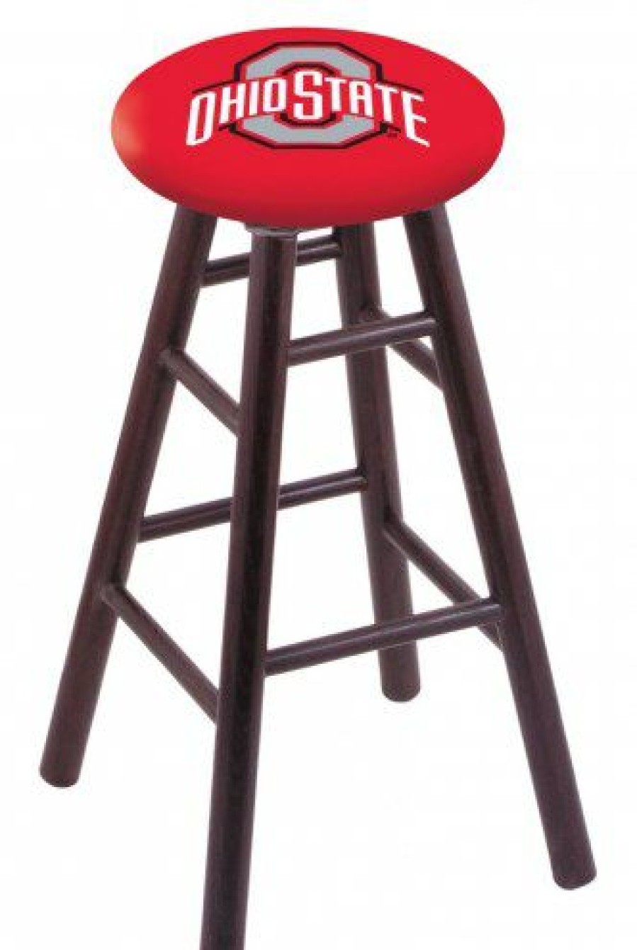 Game Room & Fan Cave * | Discount Ohio State Buckeyes Oak Wood Bar Stool Design 1