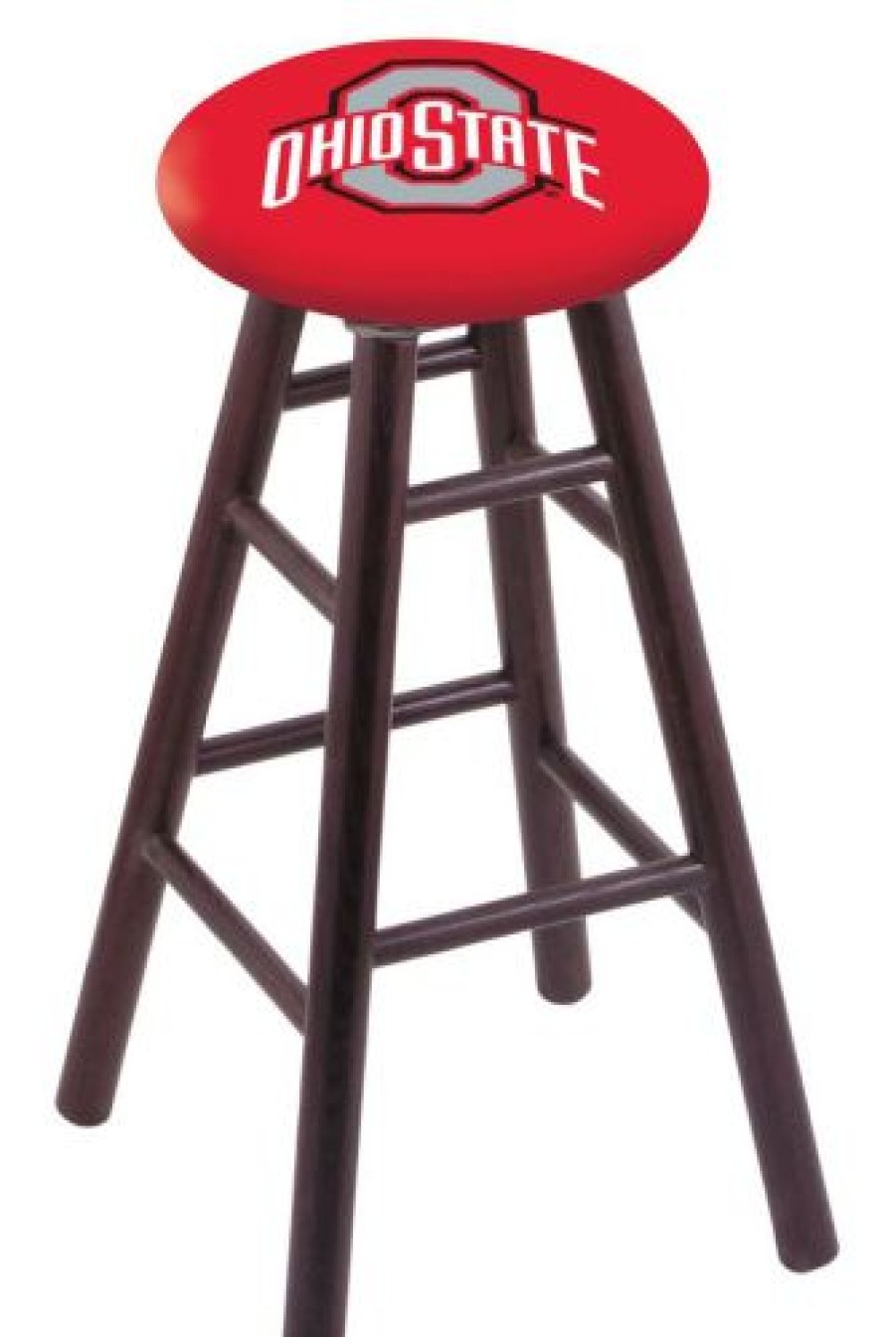 Game Room & Fan Cave * | Discount Ohio State Buckeyes Oak Wood Bar Stool Design 1