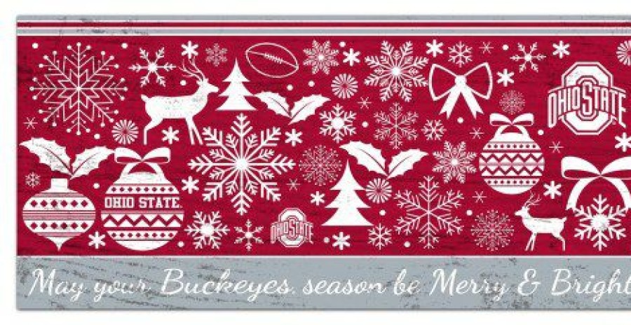 Home & Office Decor * | Discount Ohio State Buckeyes 6 X 12 Merry & Bright Sign