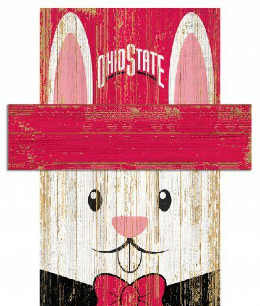 Home & Office Decor * | Discount Ohio State Buckeyes 19 X 16 Easter Bunny Head