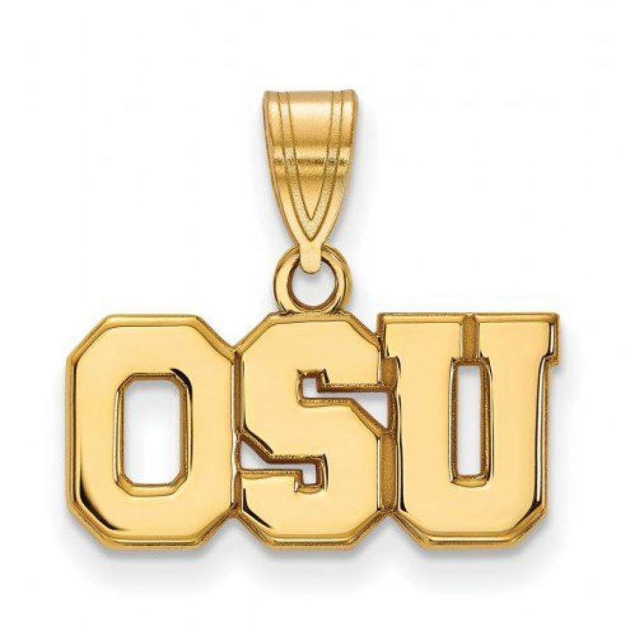 Watches & Jewelry * | Discount Ohio State Buckeyes Sterling Silver Gold Plated Medium Pendant