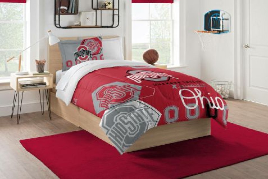 Bed & Bath * | Discount Ohio State Buckeyes Hexagon Twin Comforter & Sham Set