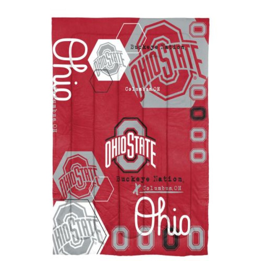 Bed & Bath * | Discount Ohio State Buckeyes Hexagon Twin Comforter & Sham Set