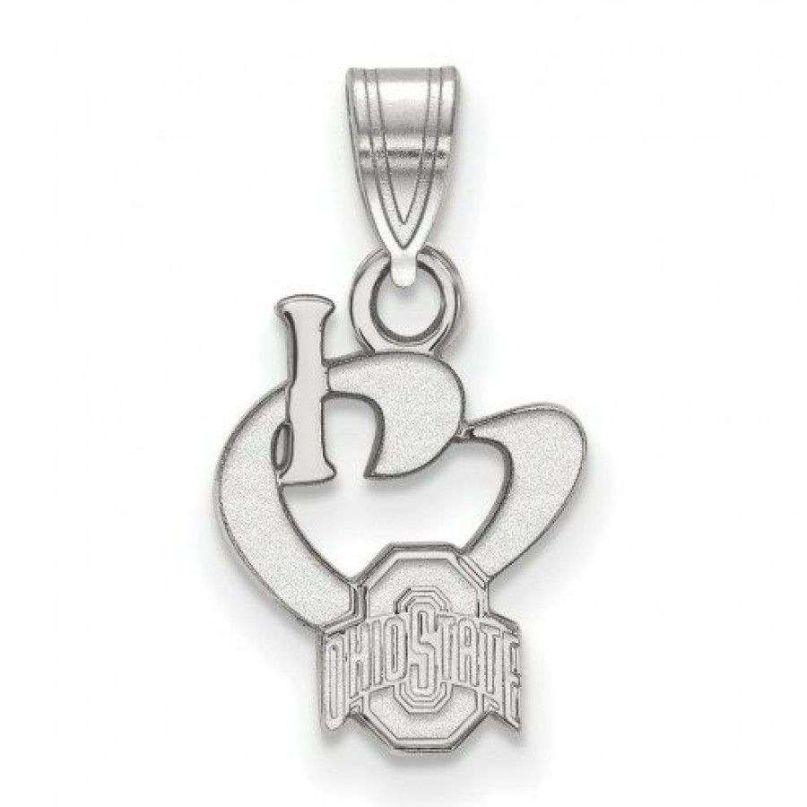 Watches & Jewelry * | Discount Ohio State Buckeyes Sterling Silver Small I Love Logo Pendant