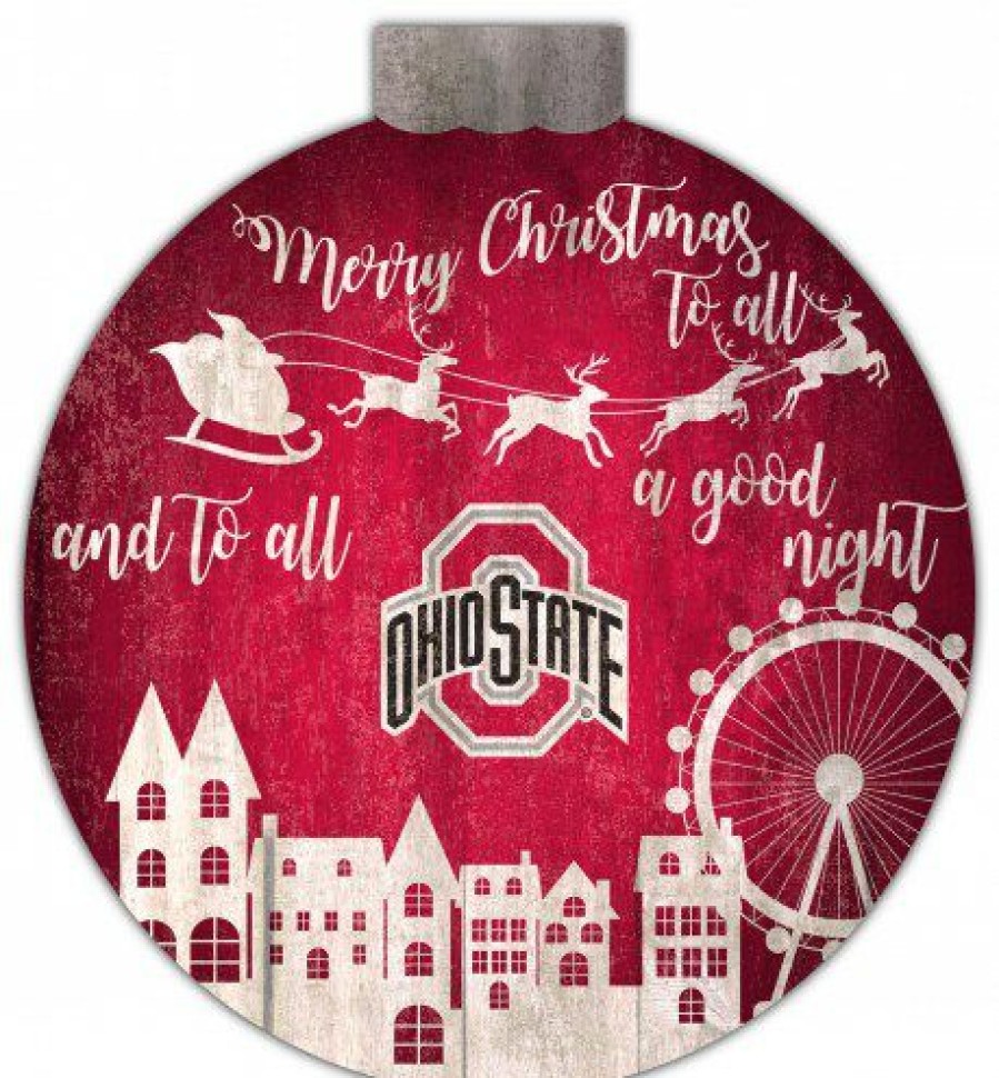 Home & Office Decor * | Discount Ohio State Buckeyes 12 Christmas Village Wall Art