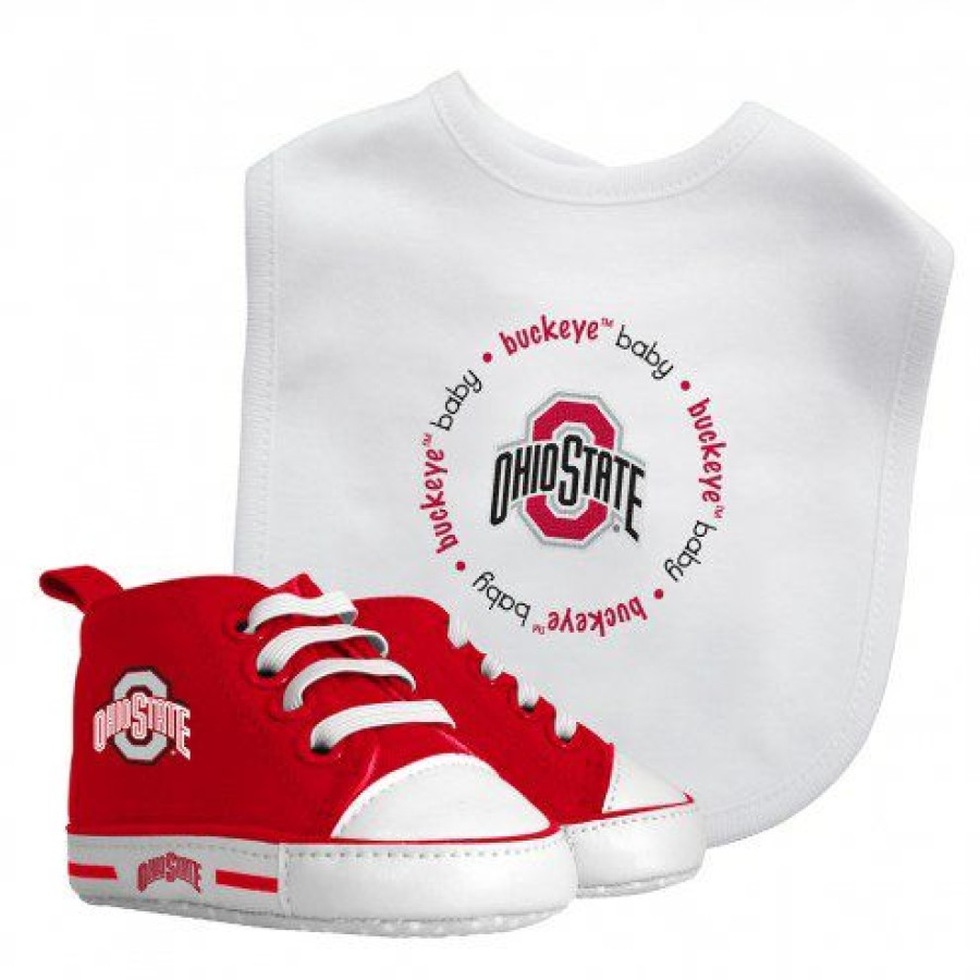 Accessories * | Discount Ohio State Buckeyes Infant Bib & Shoes Gift Set