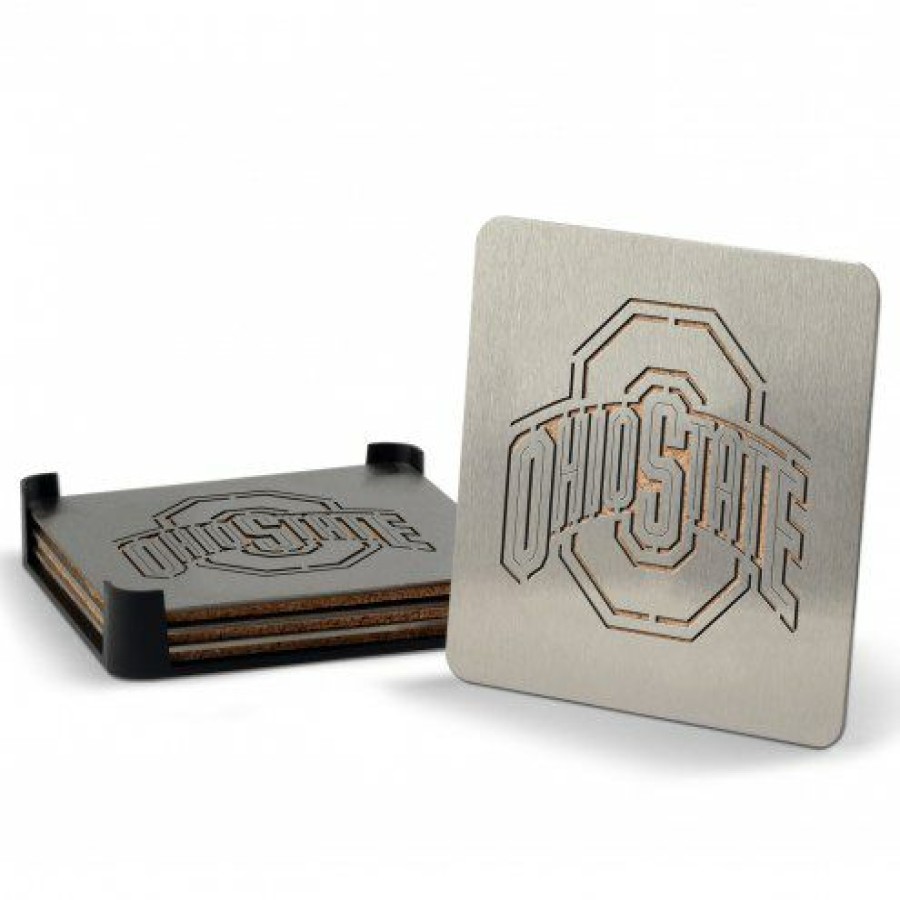 Kitchen & Bar Accessories * | Discount Ohio State Buckeyes Boasters Stainless Steel Coasters Set Of 4