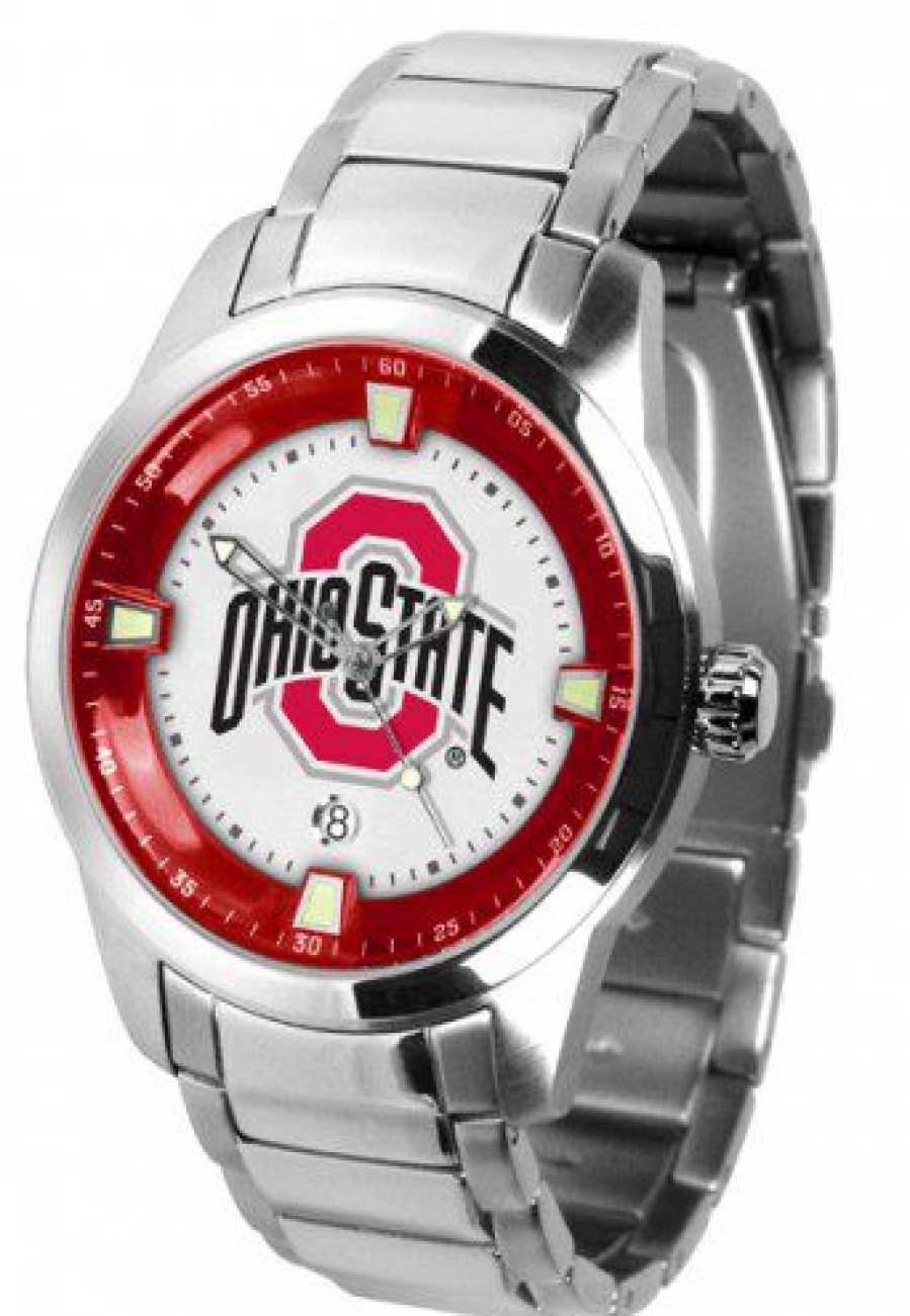 Watches & Jewelry * | Discount Ohio State Buckeyes Titan Steel Men'S Watch