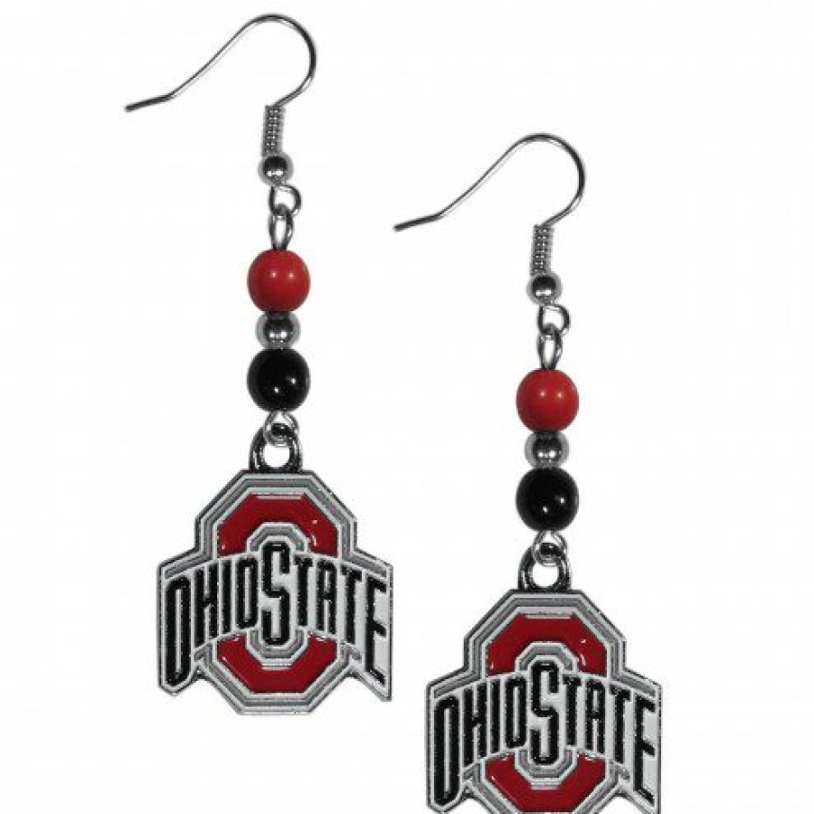 Watches & Jewelry * | Discount Ohio State Buckeyes Fan Bead Dangle Earrings