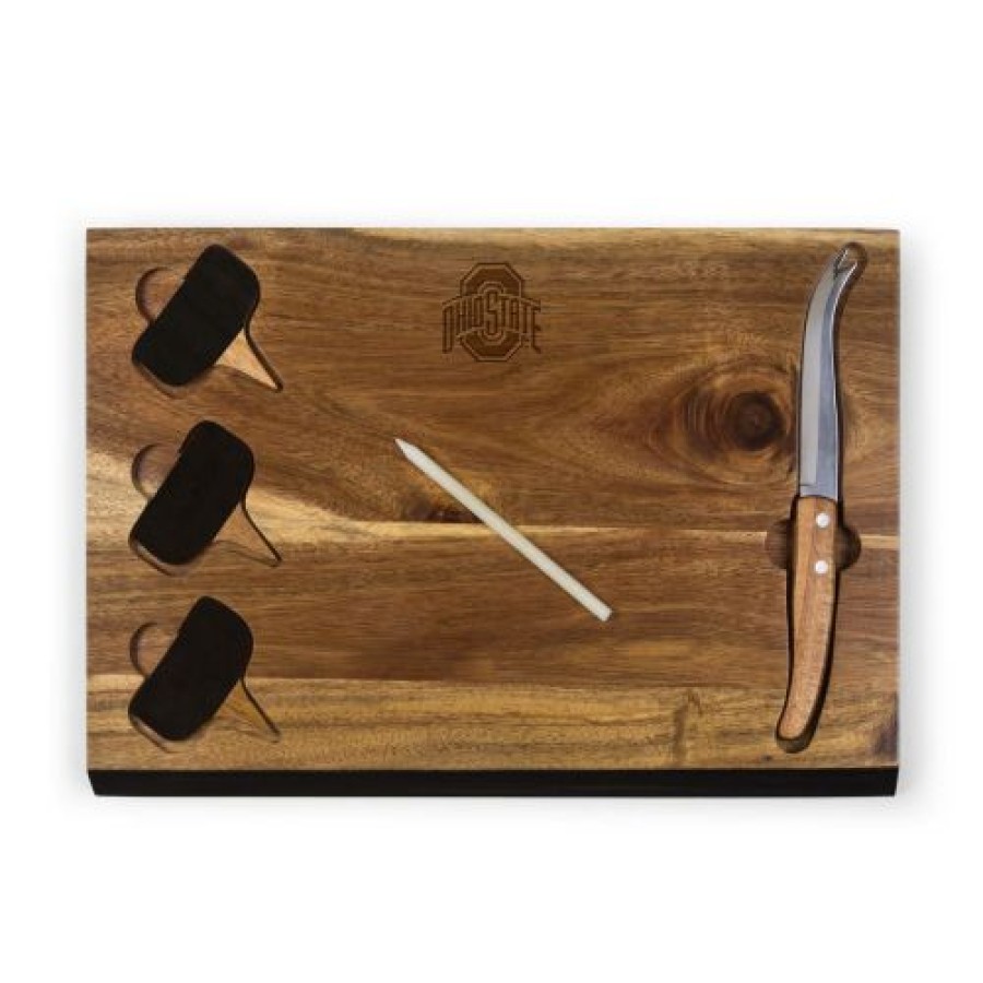 Kitchen & Bar Accessories * | Discount Ohio State Buckeyes Delio Bamboo Cheese Board & Tools Set