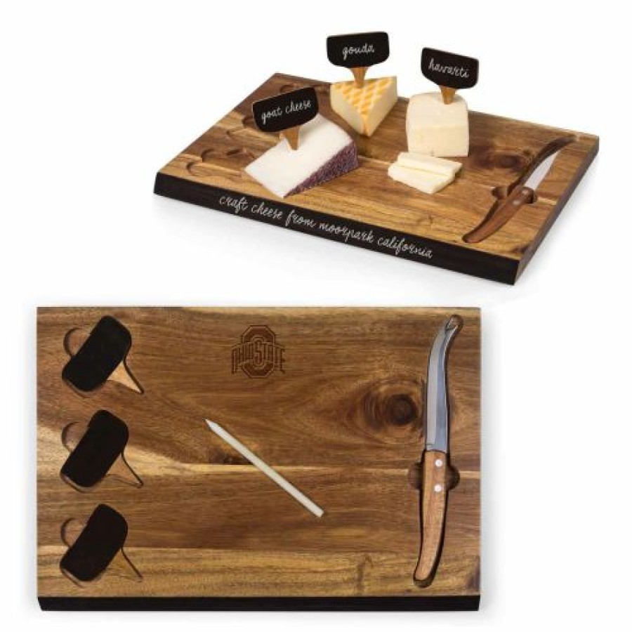 Kitchen & Bar Accessories * | Discount Ohio State Buckeyes Delio Bamboo Cheese Board & Tools Set