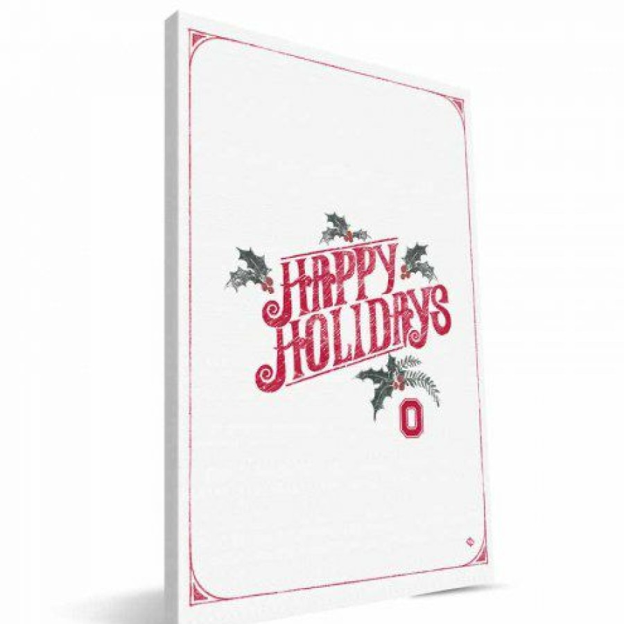 Home & Office Decor * | Discount Ohio State Buckeyes 8 X 12 Merry Little Christmas Canvas Print