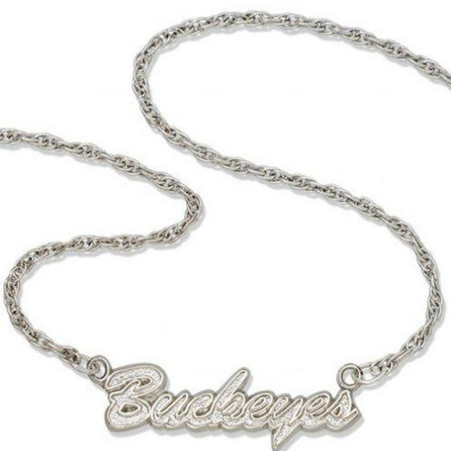 Watches & Jewelry * | Discount Ohio State Buckeyes Sterling Silver Script Necklace