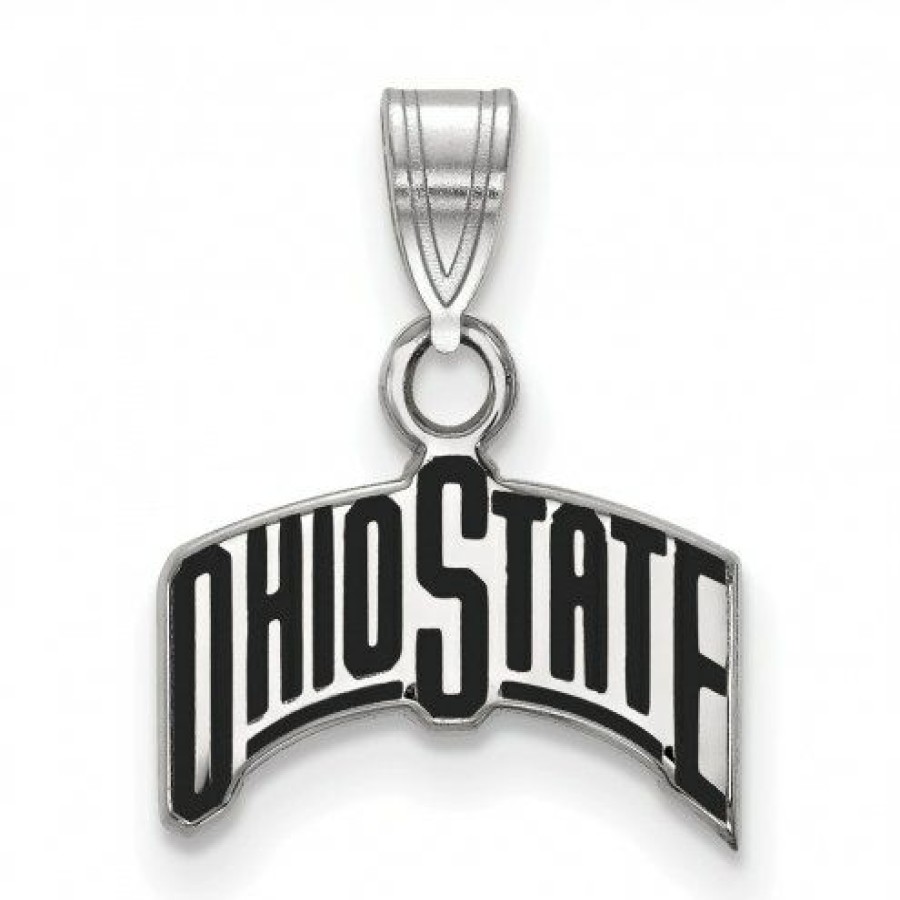 Watches & Jewelry * | Discount Ohio State Buckeyes Sterling Silver Small Enamel Pendant