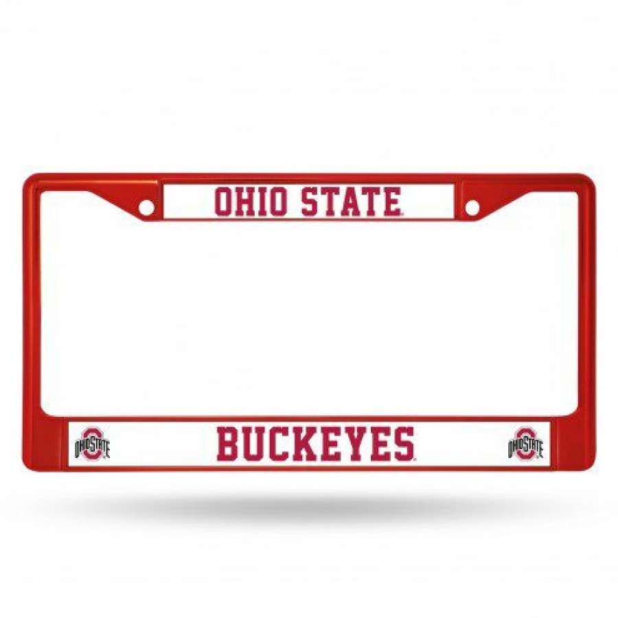 Car Accessories * | Discount Ohio State Buckeyes Red Colored Chrome License Plate Frame