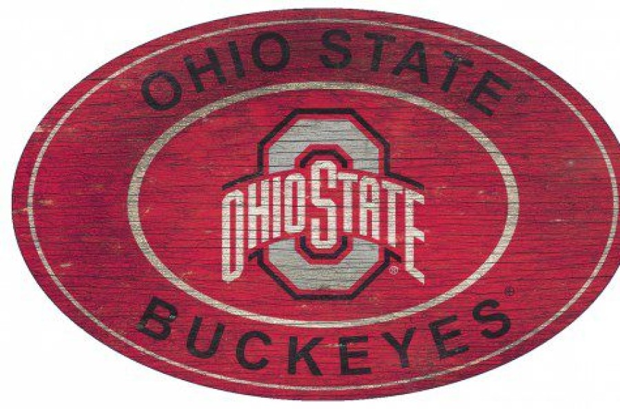 Home & Office Decor * | Discount Ohio State Buckeyes 46 Heritage Logo Oval Sign