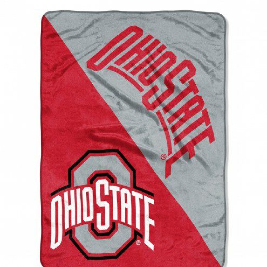 Bed & Bath * | Discount Ohio State Buckeyes Halftone Raschel Blanket