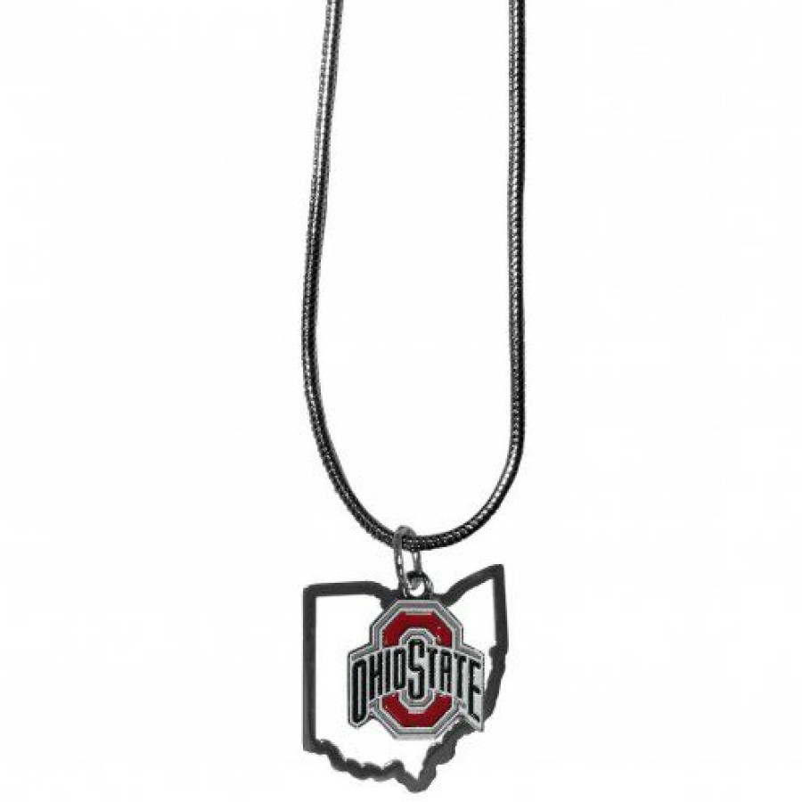 Watches & Jewelry * | Discount Ohio State Buckeyes State Charm Necklace