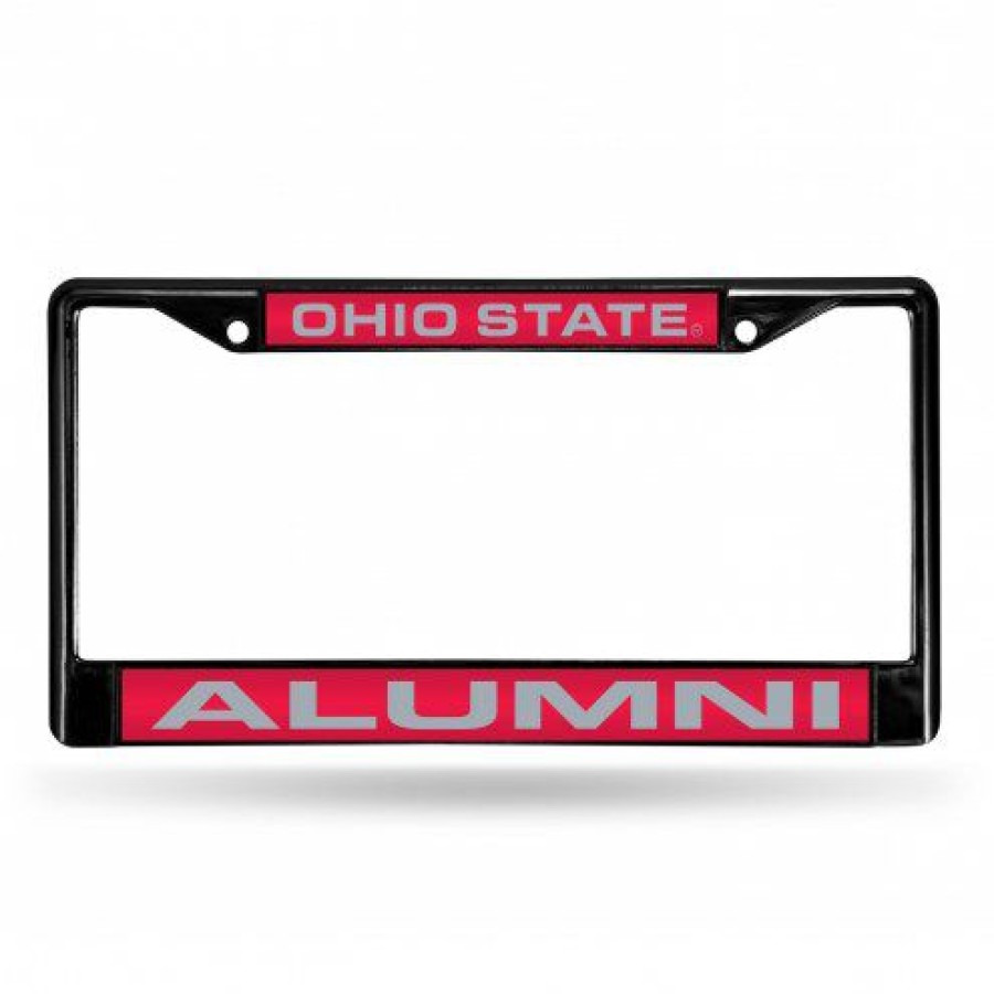 Car Accessories * | Discount Ohio State Buckeyes Laser Black License Plate Frame