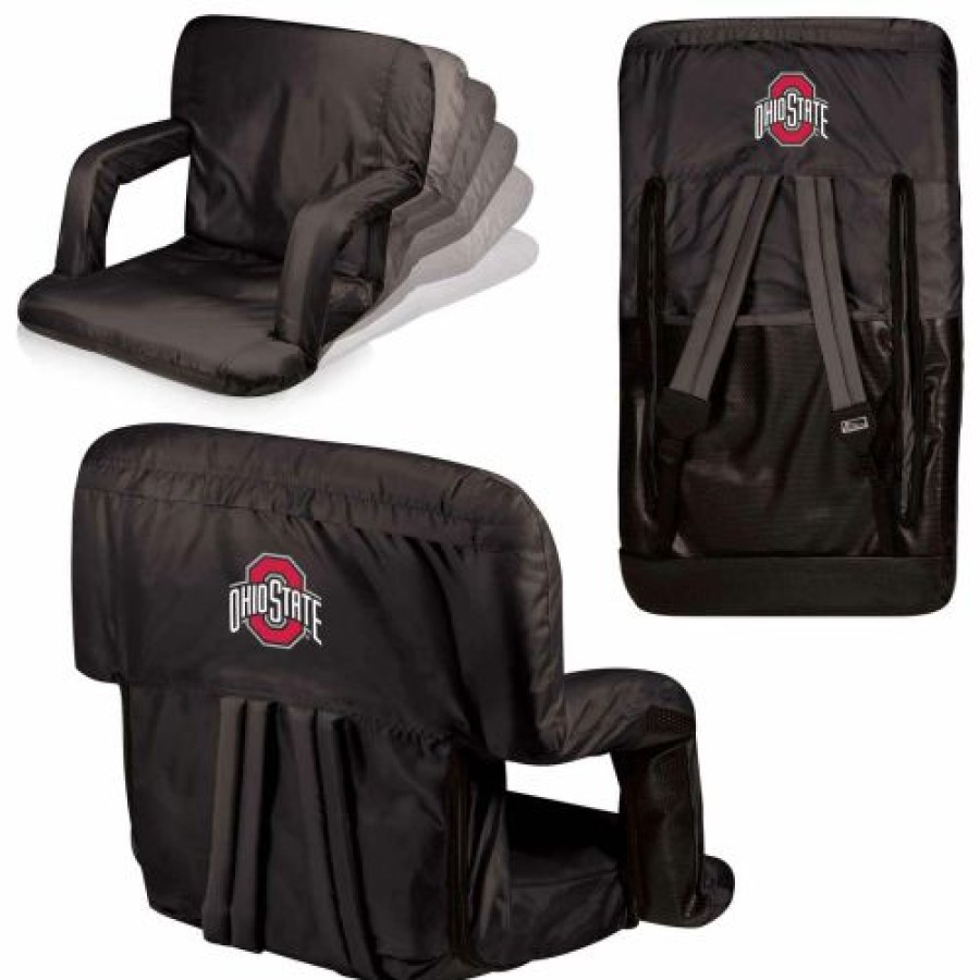 Tailgating & Stadium Gear * | Discount Ohio State Buckeyes Black Ventura Portable Outdoor Recliner