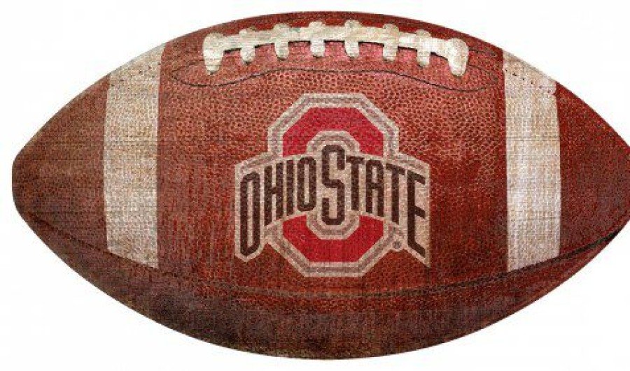 Home & Office Decor * | Discount Ohio State Buckeyes Football Shaped Sign