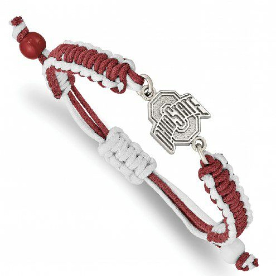 Watches & Jewelry * | Discount Ohio State Buckeyes Stainless Steel Adjustable Cord Bracelet