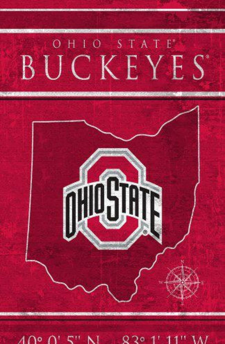 Home & Office Decor * | Discount Ohio State Buckeyes 17 X 26 Coordinates Sign