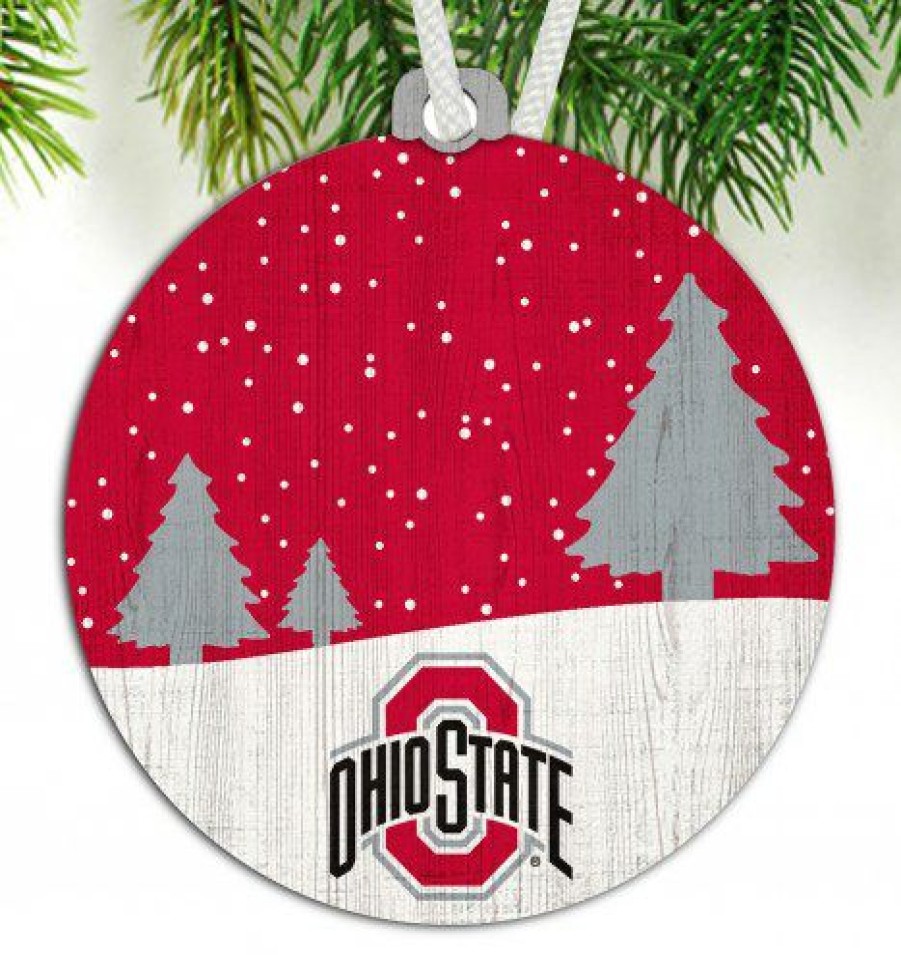 Home & Office Decor * | Discount Ohio State Buckeyes Snow Scene Ornament