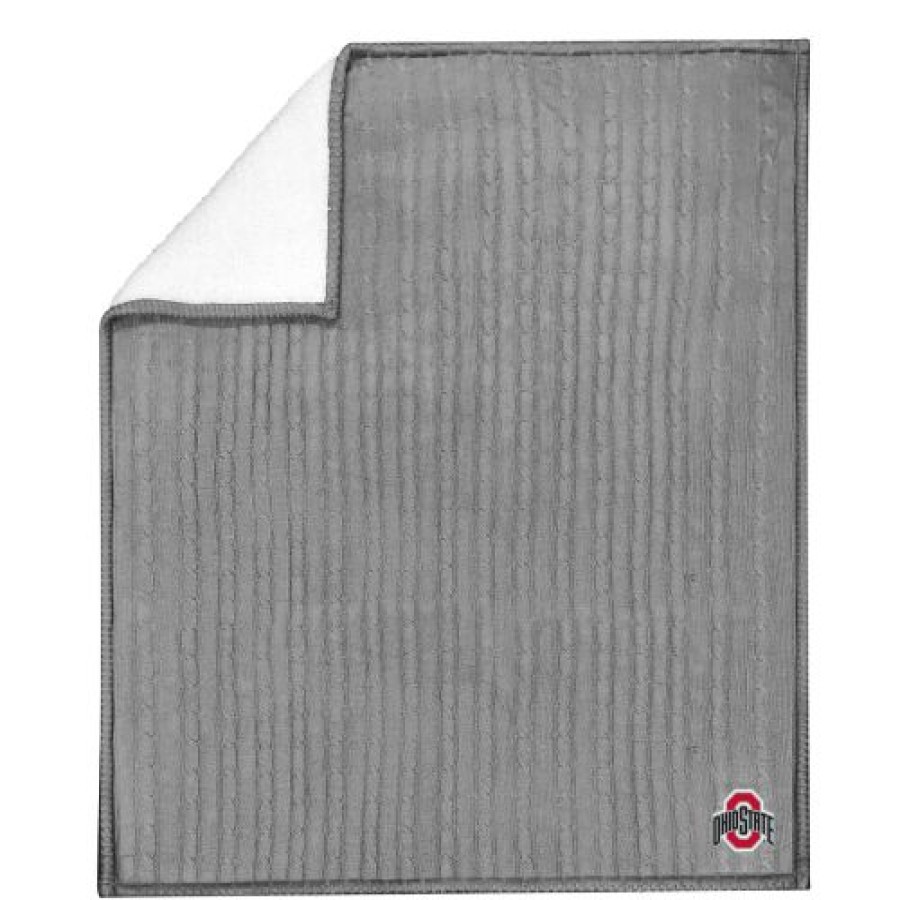 Bed & Bath * | Discount Ohio State Buckeyes Cable Sweater Knit Sherpa Throw Blanket