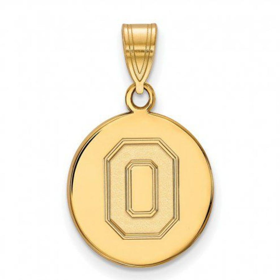 Watches & Jewelry * | Discount Ohio State Buckeyes Sterling Silver Gold Plated Medium Disc Pendant