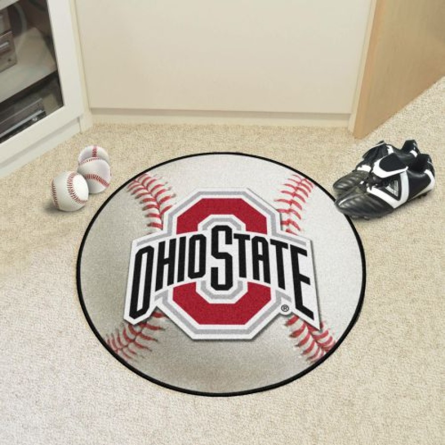 Home & Office Decor * | Discount Ohio State Buckeyes Baseball Rug