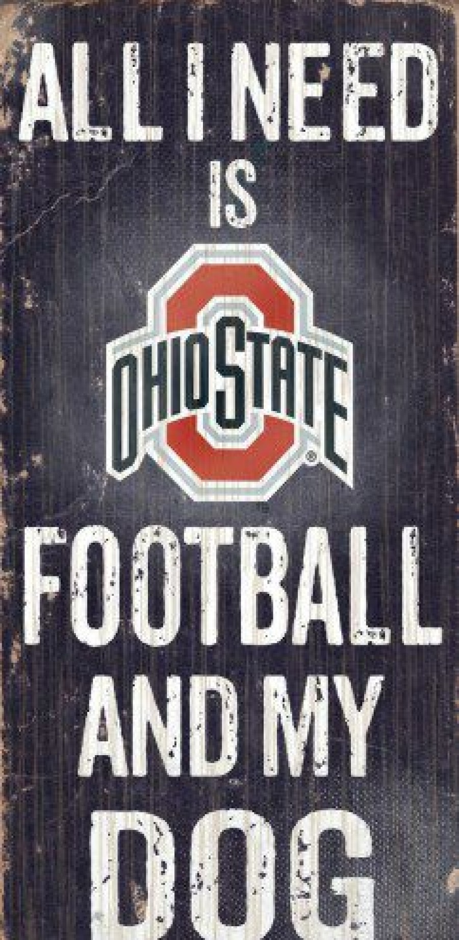 Home & Office Decor * | Discount Ohio State Buckeyes Football & Dog Wood Sign