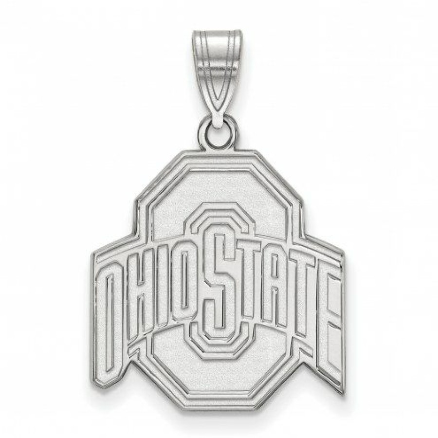 Watches & Jewelry * | Discount Ohio State Buckeyes 14K White Gold Large Pendant