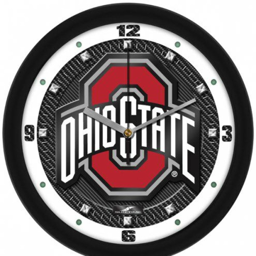 Home & Office Decor * | Discount Ohio State Buckeyes Carbon Fiber Wall Clock