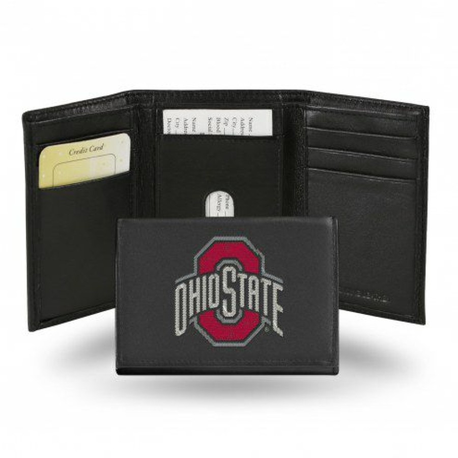 Watches & Jewelry * | Discount Ohio State Buckeyes Ncaa Embroidered Leather Tri-Fold Wallet